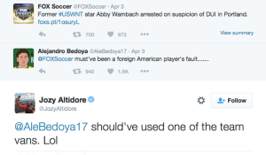 Twitterskämt från USA:s herrlandslag